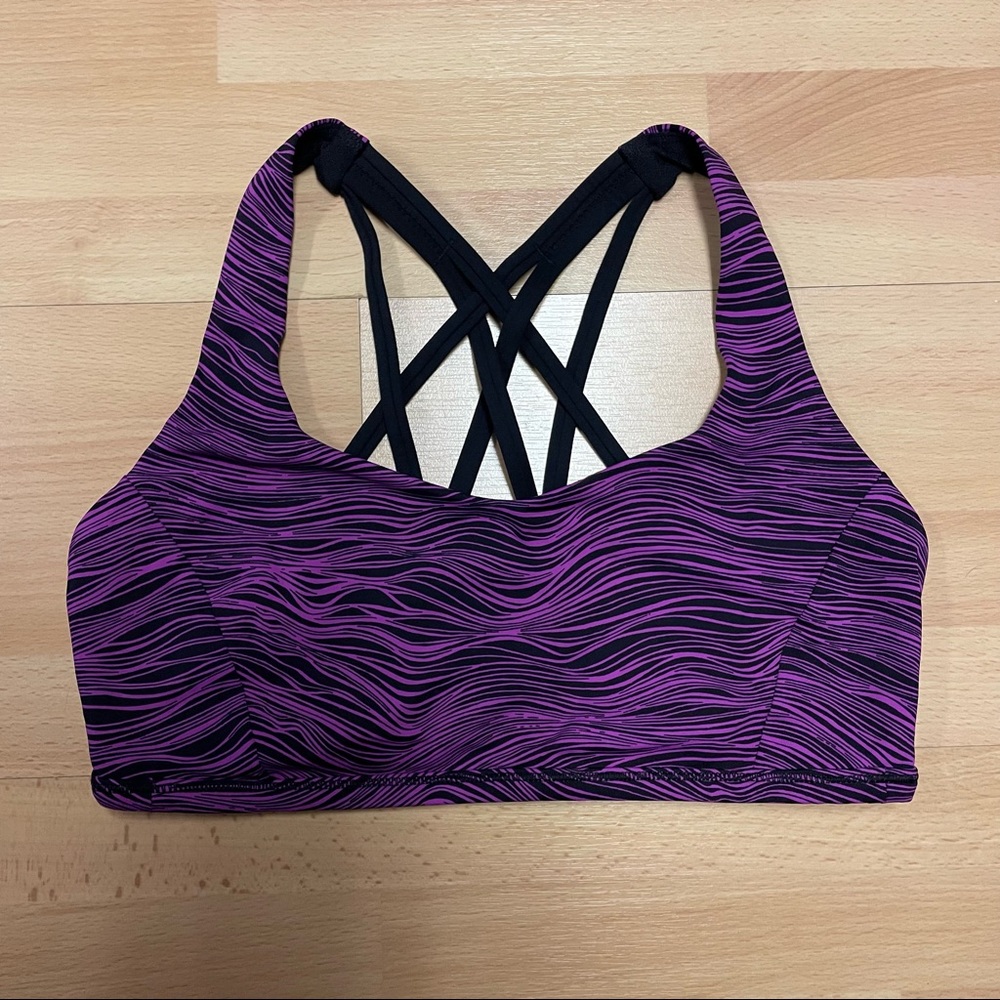 Lululemon Free To Be Tranquil Bra Life Lines Polar Pink Black Size 8